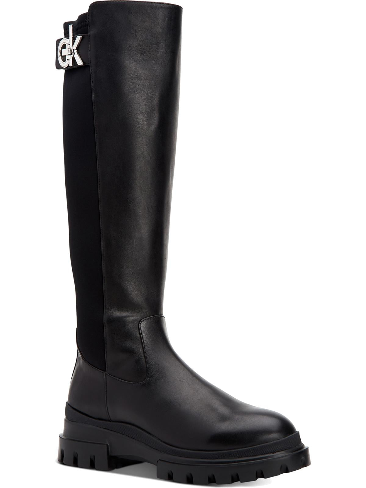 Calvin Klein Women's Lonie Chunky Tall Riding Boots Black Size 9 Medium