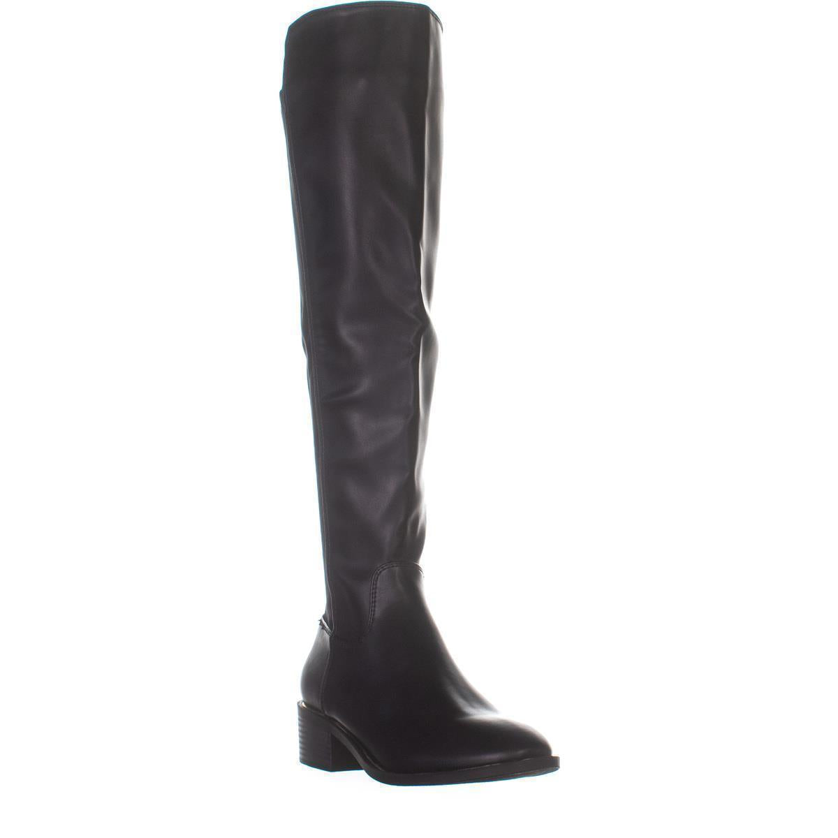 Material Girl Women's Almond Toe Over Knee Black Size 6.5 M