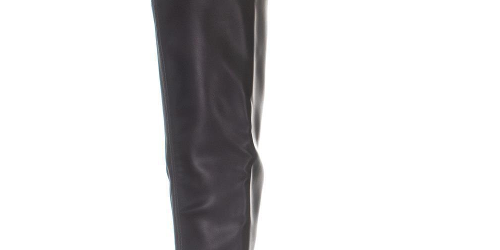 Material Girl Women's Almond Toe Over Knee Black Size 6.5 M