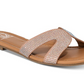Material Girl Women's Acelina Fabric Open Toe Casual Slide Sandals Silver Size 7.5M