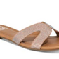 Material Girl Women's Acelina Fabric Open Toe Casual Slide Sandals Silver Size 7.5M