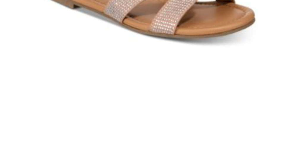 Material Girl Women's Acelina Fabric Open Toe Casual Slide Sandals Silver Size 7.5M