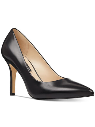 NINE WEST Womens Cushioned Pointed Toe Stiletto Slip-on Leather Dress Heels Black Size 8 M