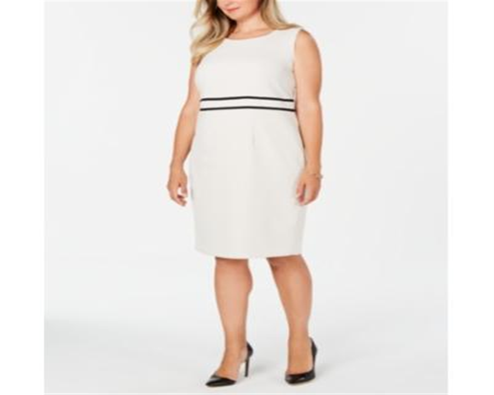 Kasper Women's Plus Crepe Sheath Dress White Size 14 W
