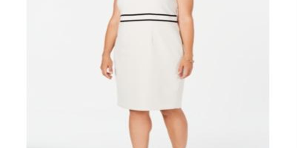 Kasper Women's Plus Crepe Sheath Dress White Size 14 W