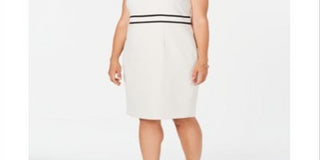 Kasper Women's Plus Crepe Sheath Dress White Size 14 W