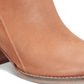 Aqua College Women's Western Style Cushioned Waterproof Zipper Accent Nancy Almond Toe Stacked Heel Zip up Leather Booties Brown Size 7.5 M
