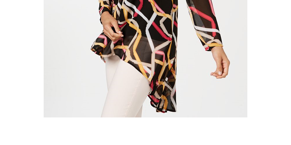 Alfani Women's Printed High Low Tunic Black Size M