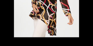 Alfani Women's Printed High Low Tunic Black Size M
