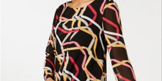 Alfani Women's Printed High Low Tunic Black Size M
