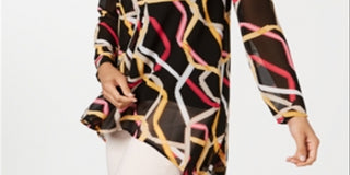 Alfani Women's Printed High Low Tunic Black Size M