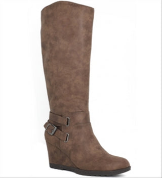 American Rag Women's Kyle Buckle Wedges Knee High Boots Taupe  Size 6.5 M