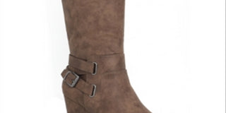 American Rag Women's Kyle Buckle Wedges Knee High Boots Taupe  Size 6.5 M