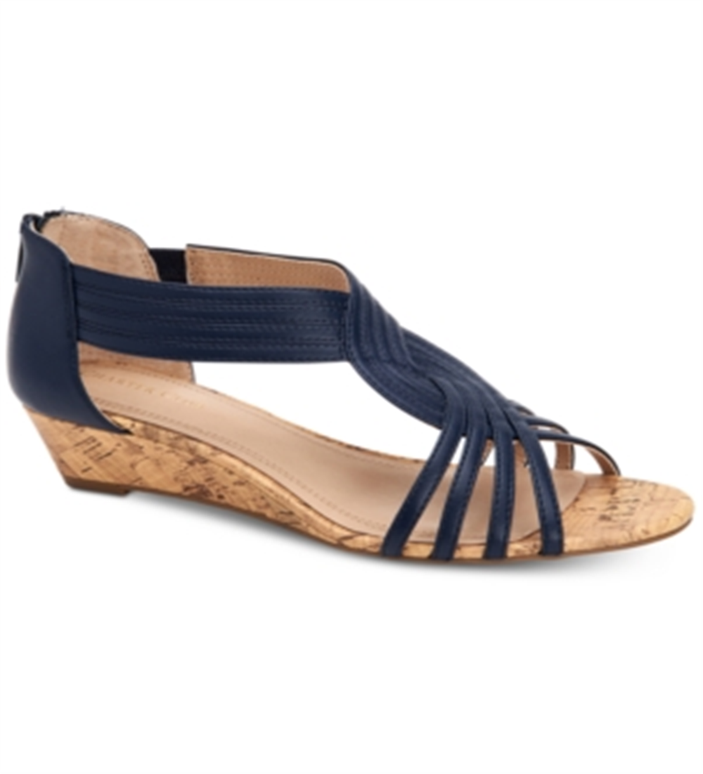 Charter Club Women's Ginifur Open Toe Casual Strappy Sandals Blue Size 8 M