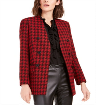 Bar III Women's Houndstooth Suit Separate Double Breasted Suit Jacket Black Size 0