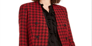 Bar III Women's Houndstooth Suit Separate Double Breasted Suit Jacket Black Size 0