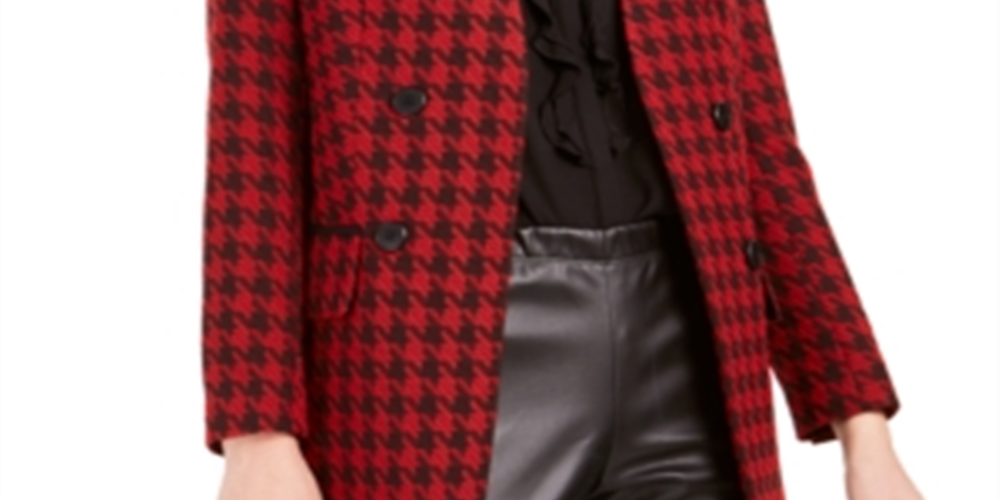 Bar III Women's Houndstooth Suit Separate Double Breasted Suit Jacket Black Size 0