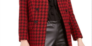 Bar III Women's Houndstooth Suit Separate Double Breasted Suit Jacket Black Size 0