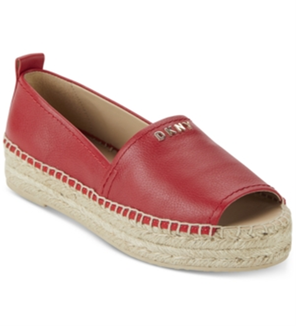 DKNY Women's Mer Leather Open Toe Casual Espadrille Sandals Red Size 8.5