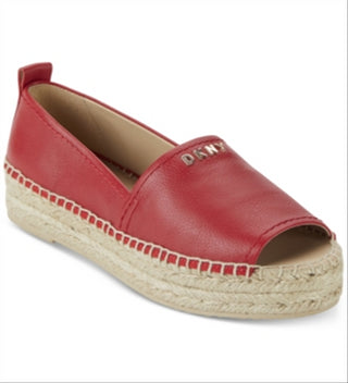 DKNY Women's Mer Leather Open Toe Casual Espadrille Sandals Red Size 8.5