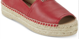 DKNY Women's Mer Leather Open Toe Casual Espadrille Sandals Red Size 8.5