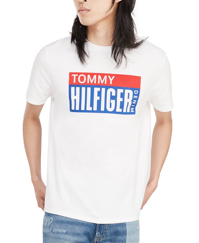 Tommy Hilfiger Men's Logo Crew Neck T-Shirt White Size Medium