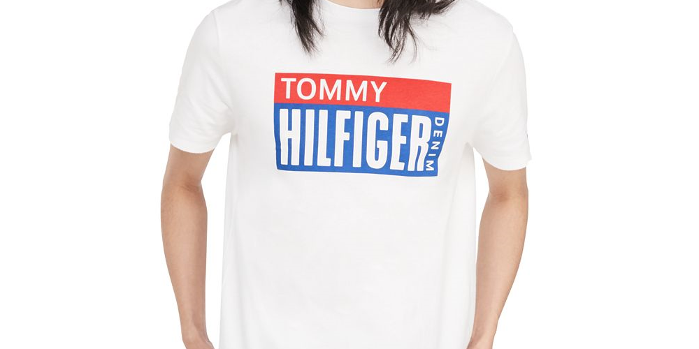 Tommy Hilfiger Men's Logo Crew Neck T-Shirt White Size Medium
