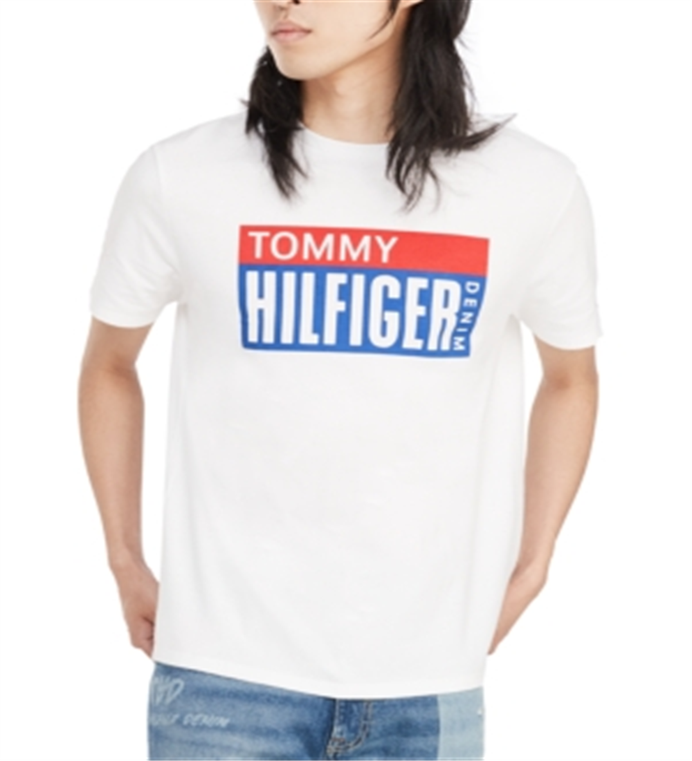Tommy Hilfiger Men's Logo Crew Neck T-Shirt White Size Medium