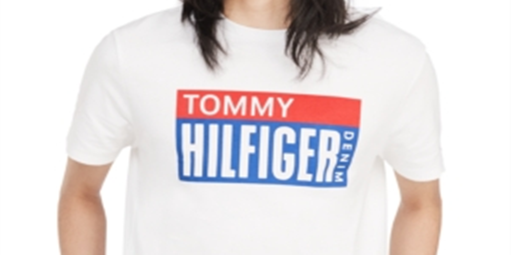 Tommy Hilfiger Men's Logo Crew Neck T-Shirt White Size Medium