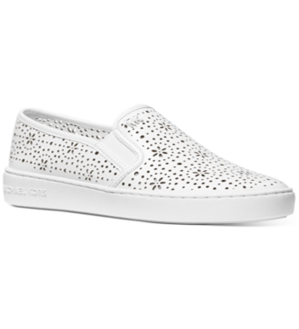 Michael Kors Womens Kane Leather Perforated Slip on Shoes White Size 6 M