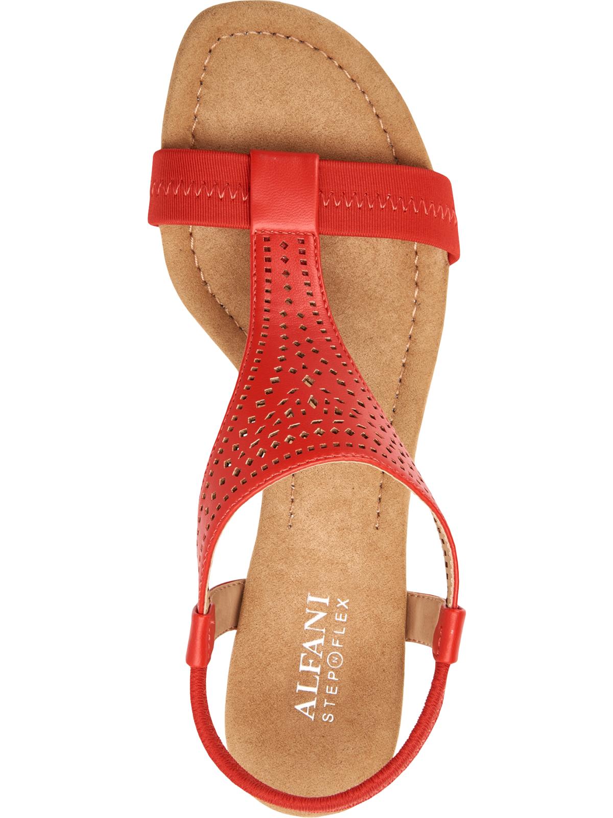 Alfani Womens Vacanzaa 2 Faux Leather Wedge Sandals Red Size 10.5 M