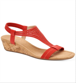Alfani Womens Vacanzaa 2 Faux Leather Wedge Sandals Red Size 10.5 M