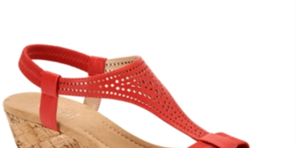 Alfani Womens Vacanzaa 2 Faux Leather Wedge Sandals Red Size 10.5 M