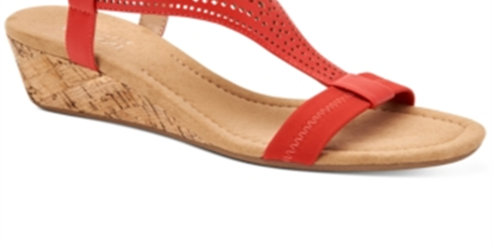 Alfani Womens Vacanzaa 2 Faux Leather Wedge Sandals Red Size 10.5 M