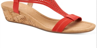 Alfani Womens Vacanzaa 2 Faux Leather Wedge Sandals Red Size 10.5 M