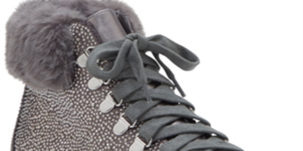 INC International Concepts Women's Pravale Lace up Lug Sole Hiker Bling Booties Gray Size 5.5 M