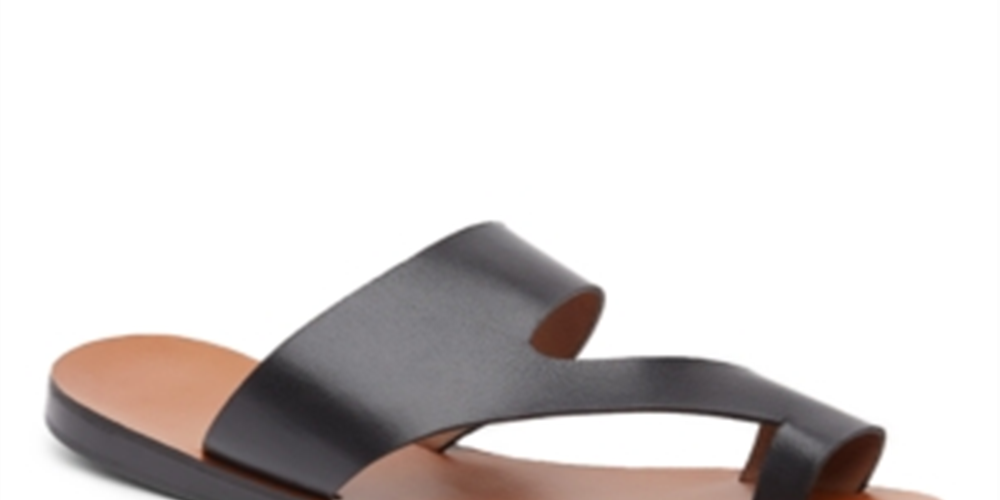 Kenneth Cole Women's Palm Leather Sandal Black Size 7.5 M