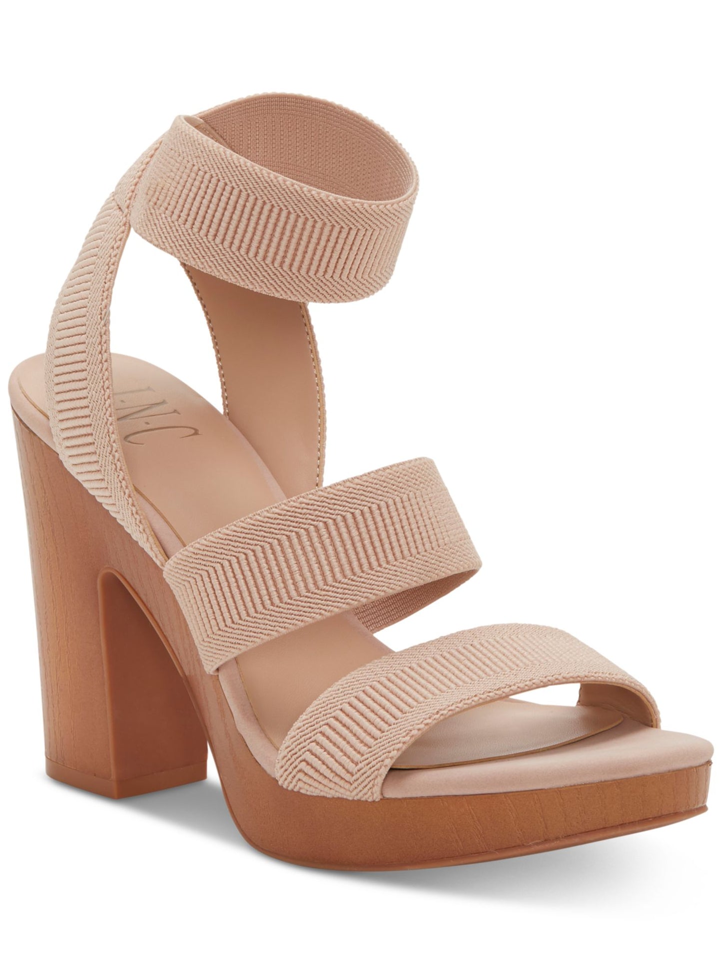 INC International Concepts Men's Roesia Ankle Strap Wood Platform Sandals Pink Size 10 M