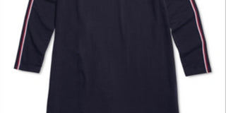 Tommy Hilfiger Women's Adaptive Turtleneck Dress with Half Zip Front Closure Blue Size Large