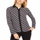 Anne Klein Women's Milano Striped Collared Button Down Top Black Size Small