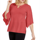 JM Collection Women's Embellished Flared Sleeve Top Orange Size Small