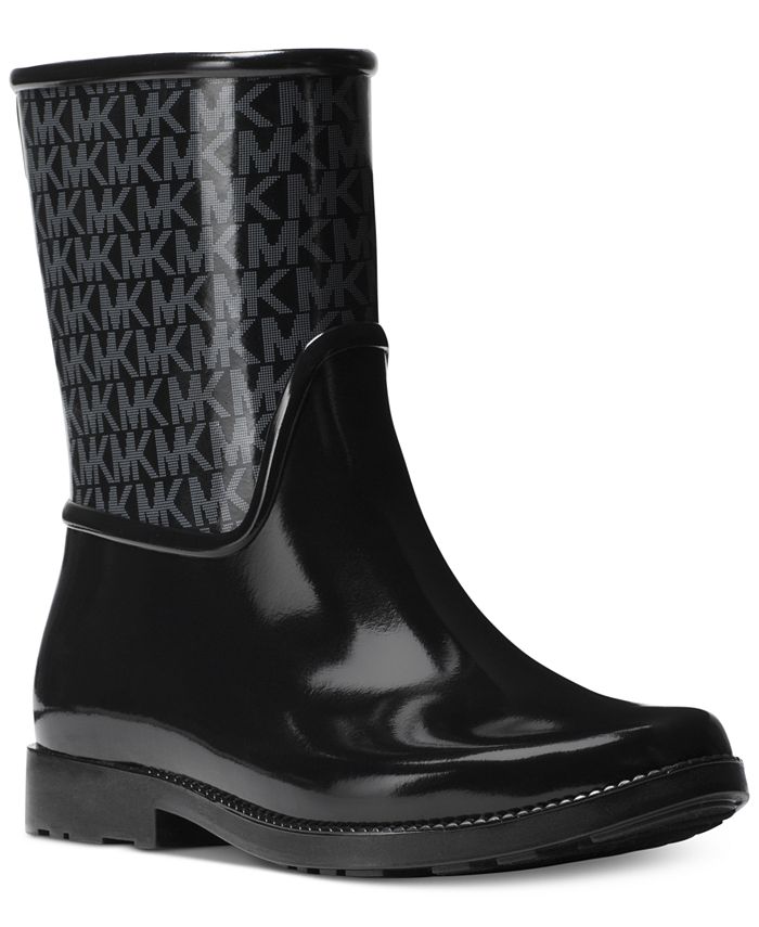 Michael Kors Womens Sutter Rain Boots Ankle Logo Black Size 6 M