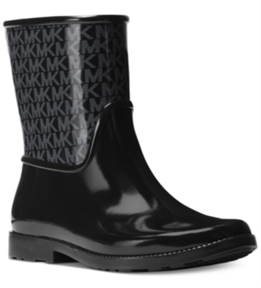 Michael Kors Womens Sutter Rain Boots Ankle Logo Black Size 6 M