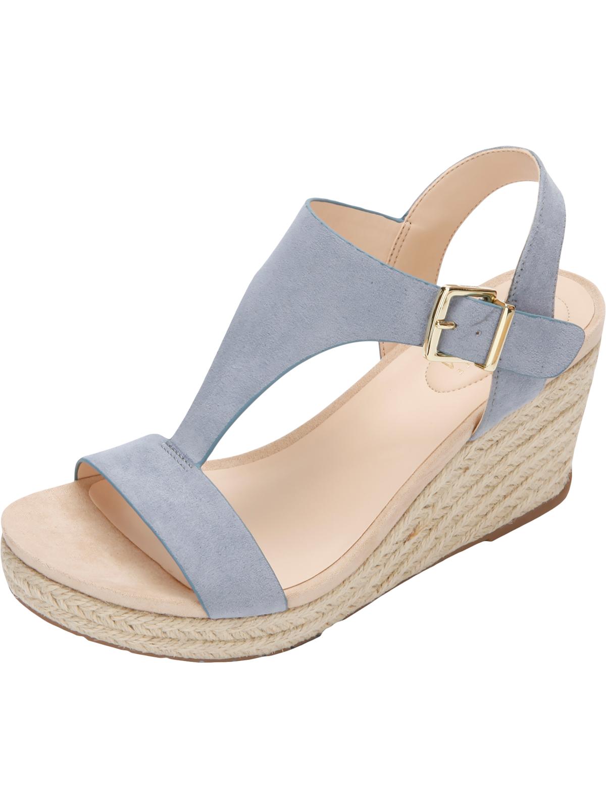 Kenneth Cole Reaction Womens Card Solid T-Strap Espadrille Heels Blue Size 11 M
