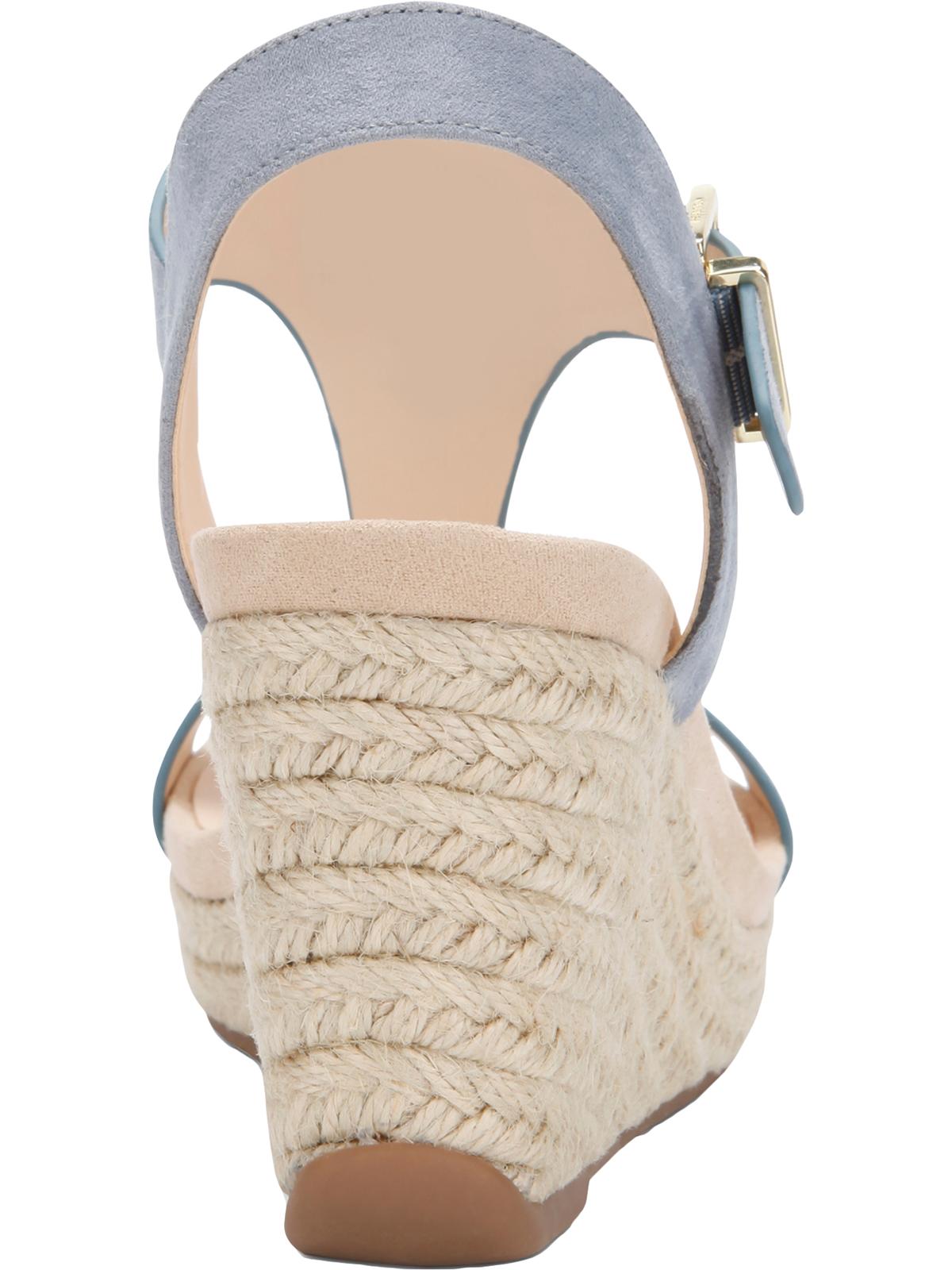 Kenneth Cole Reaction Womens Card Solid T-Strap Espadrille Heels Blue Size 11 M