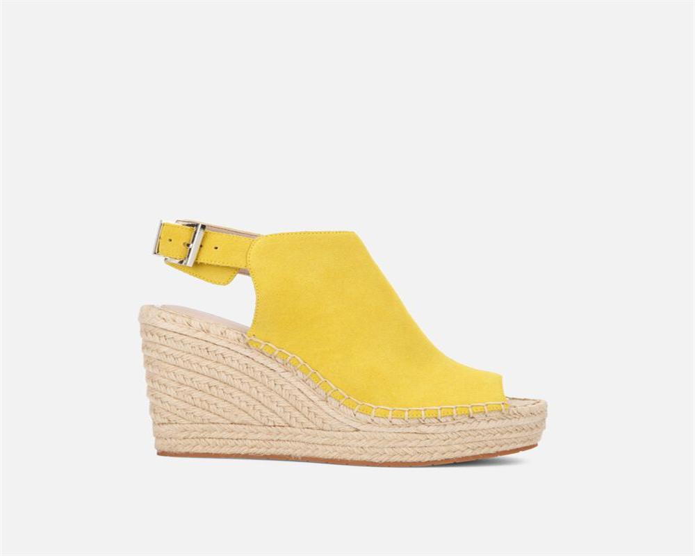 Kenneth Cole New York Womens Olivia Buckle Wedge Sandals Yellow Size 8.5 M