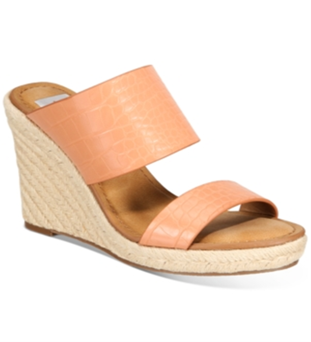 Dolce Vita Women's Lotty Crocodile Slip on Wedge Heels Coral Size 9.5 M