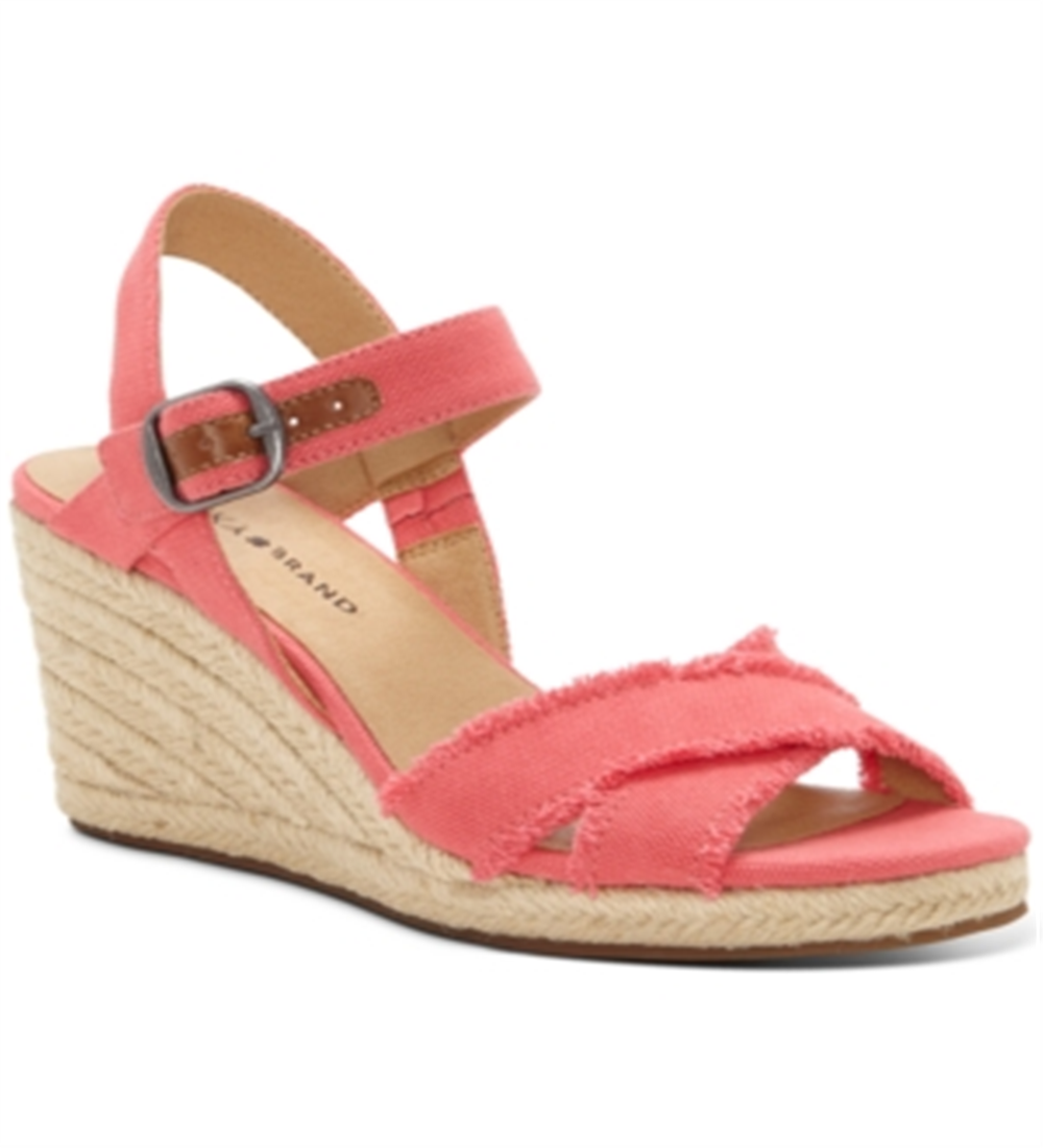 Lucky Brand Women's Margaline Canvas Wedge Espadrilles Orange Size 10 M