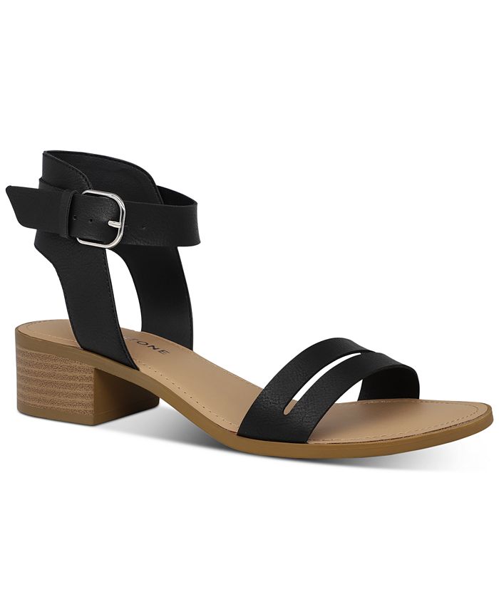 Sun + Stone Womens ALECTA Faux Leather Strappy Sandals Black Size 10 M