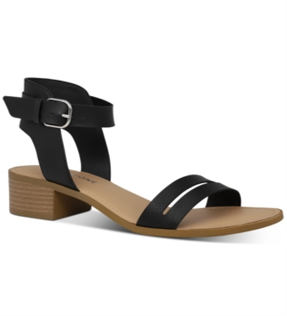 Sun + Stone Womens ALECTA Faux Leather Strappy Sandals Black Size 10 M